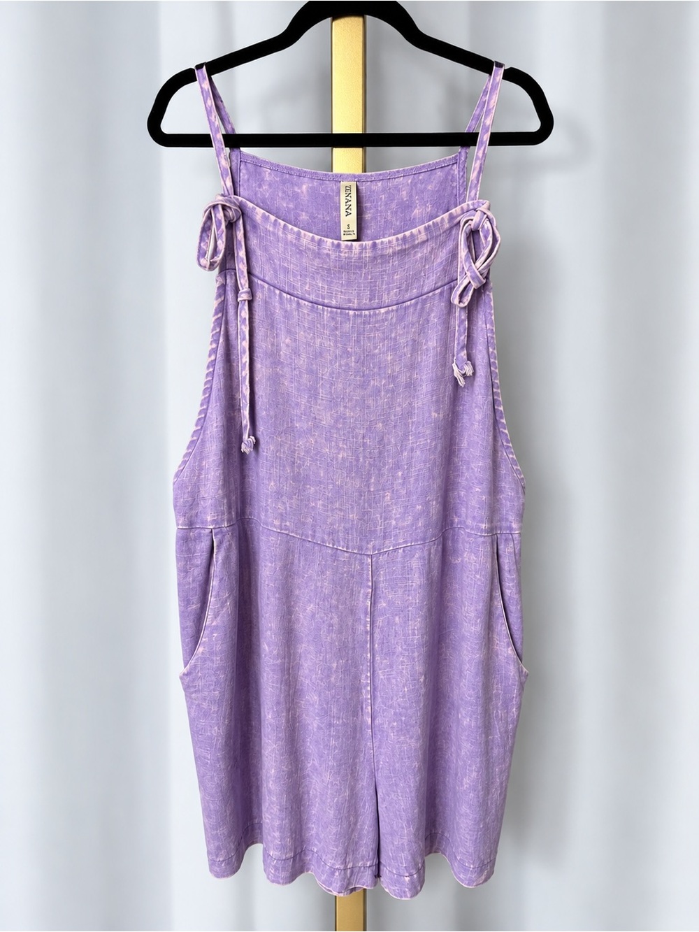 Zenana Outfitters Lavender Tie-Strap Romper